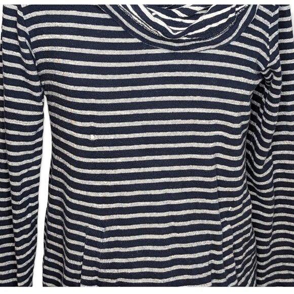 J Crew Cowl Neck Navy & White Striped Sweater/Hoodie Size Small - Picture 3 of 12